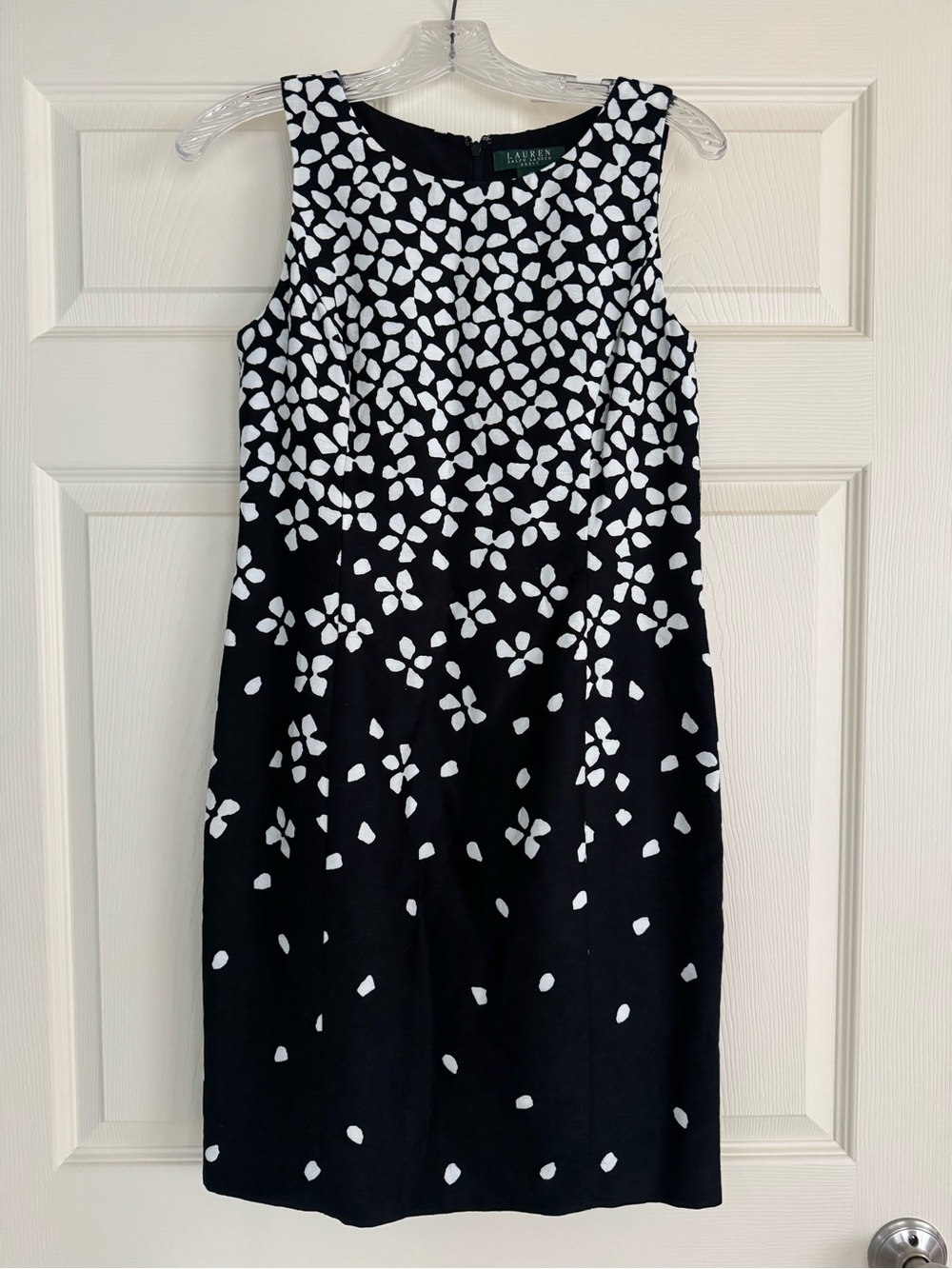 Lauren Ralph Lauren Black and White Petal-Print Sheath Dress